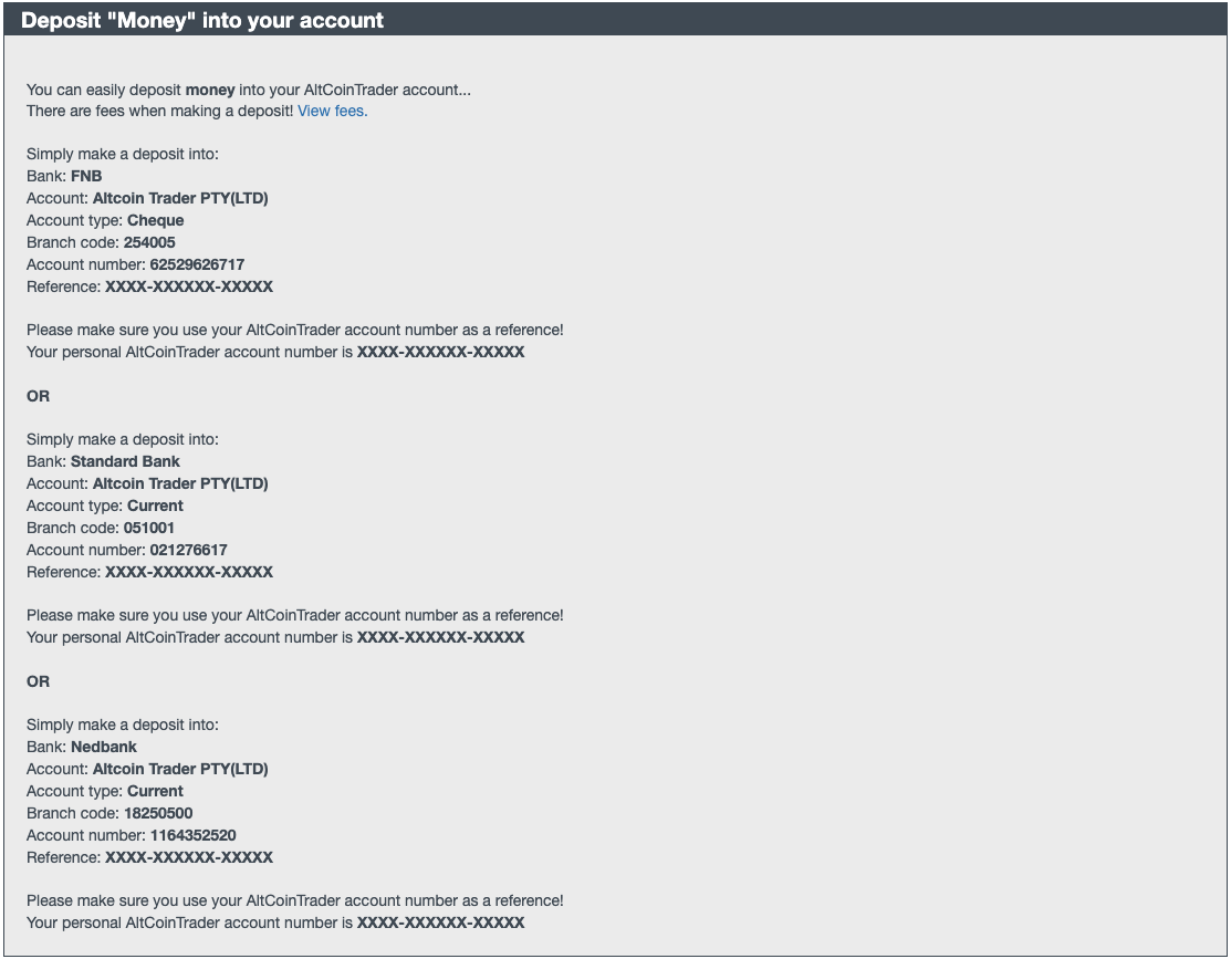 How To Deposit Rands Altcointrader